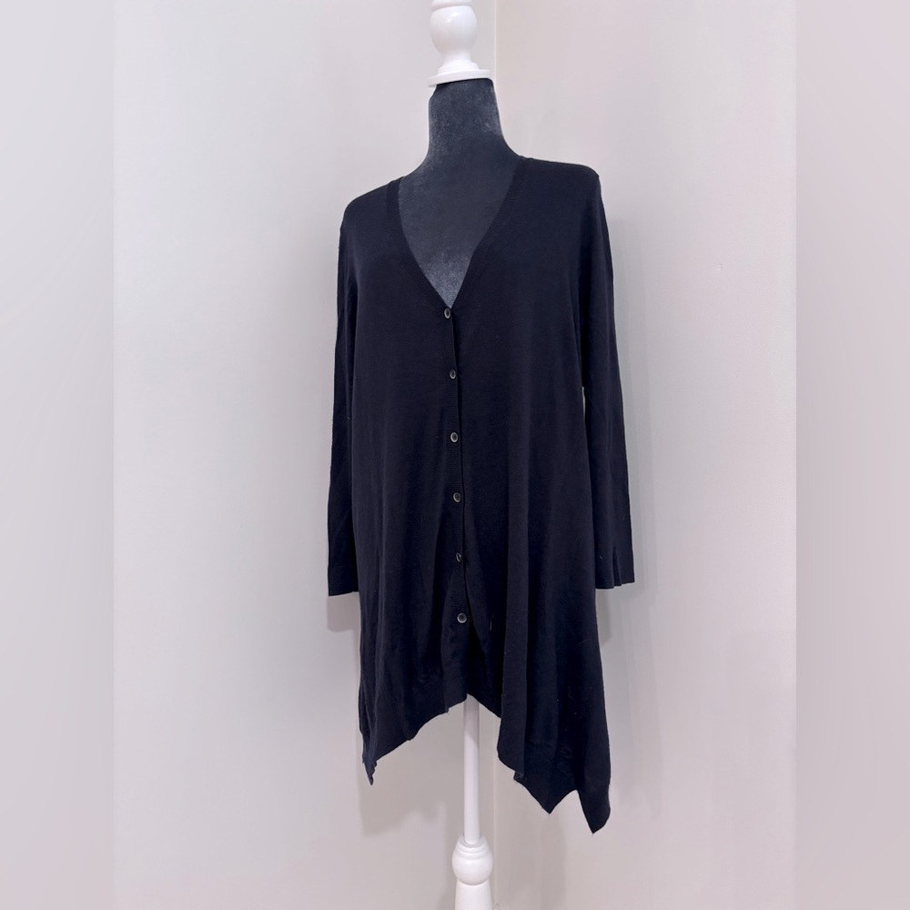 Vince Black Lightweight Long V Neck Button Down Cardigan Size L